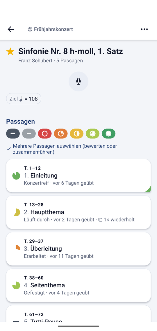 Passagenliste mit Zuständen
