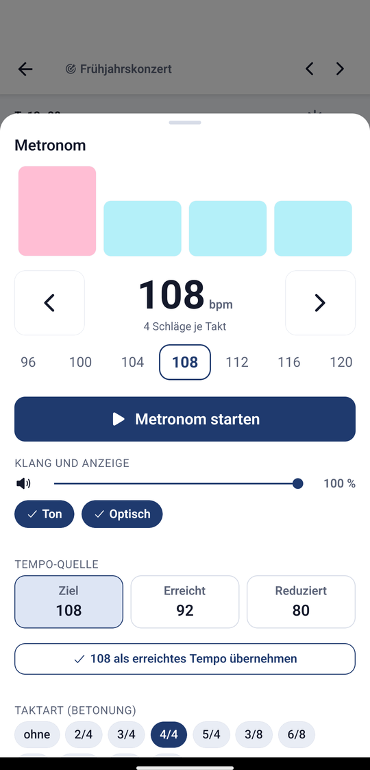 Metronom mit optischer Anzeige