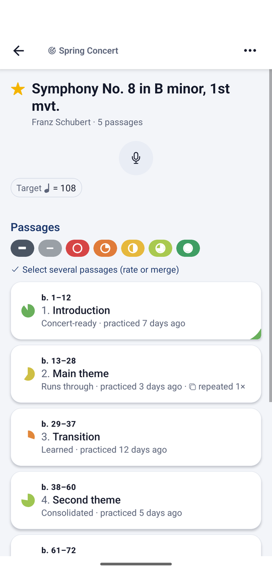 Passage list with states