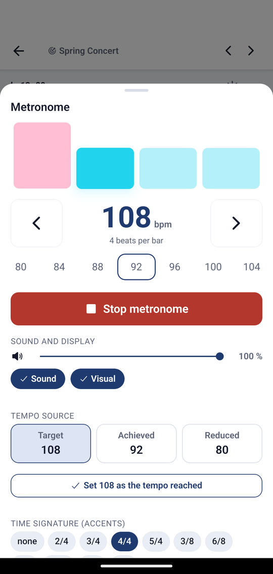 Metronome with visual beat